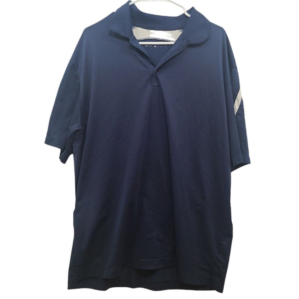 NIKE GOLF DRI-FIT XL Men's S/S Polyester Polo Shirt Navy Print (S039)